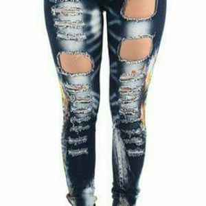 Distressed Faded Stretch slim fit denim jeans